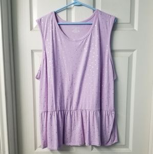 Lavender sleeveless top with silver dots